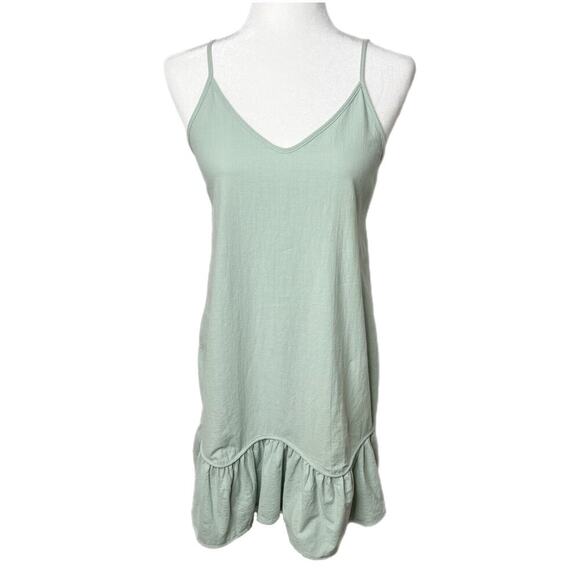Shein Women's Slip Dress Size S Mint Green Ruffle Hem Spaghetti Strap Shift 90s - Picture 1 of 13